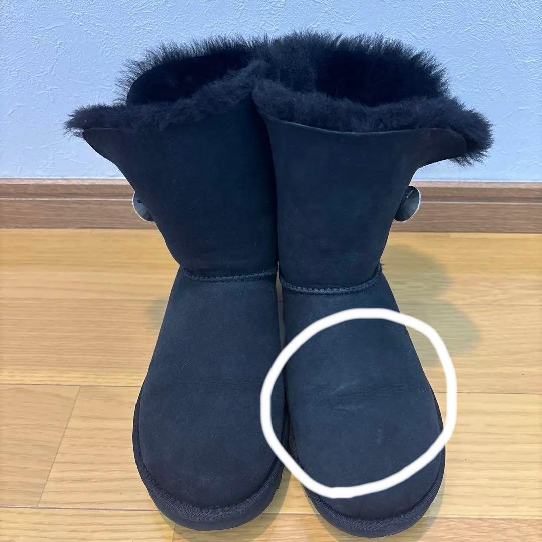 数回使用】UGG 25cmムートンブーツ ブラック クリスタルボタン 付き
