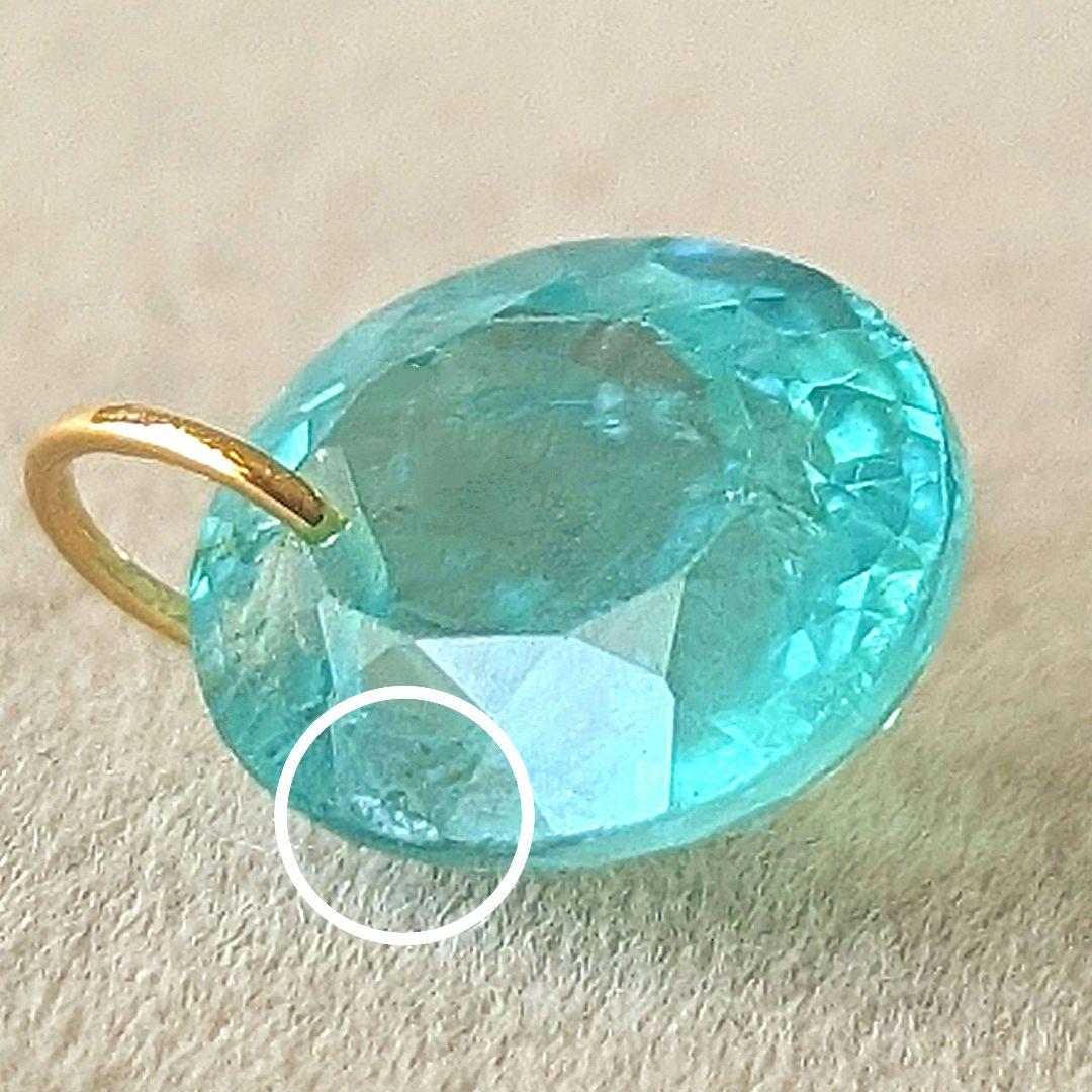 ♢N♢訳あり♢K18 アパタイト 3.97ct チャーム ペンダントトップ