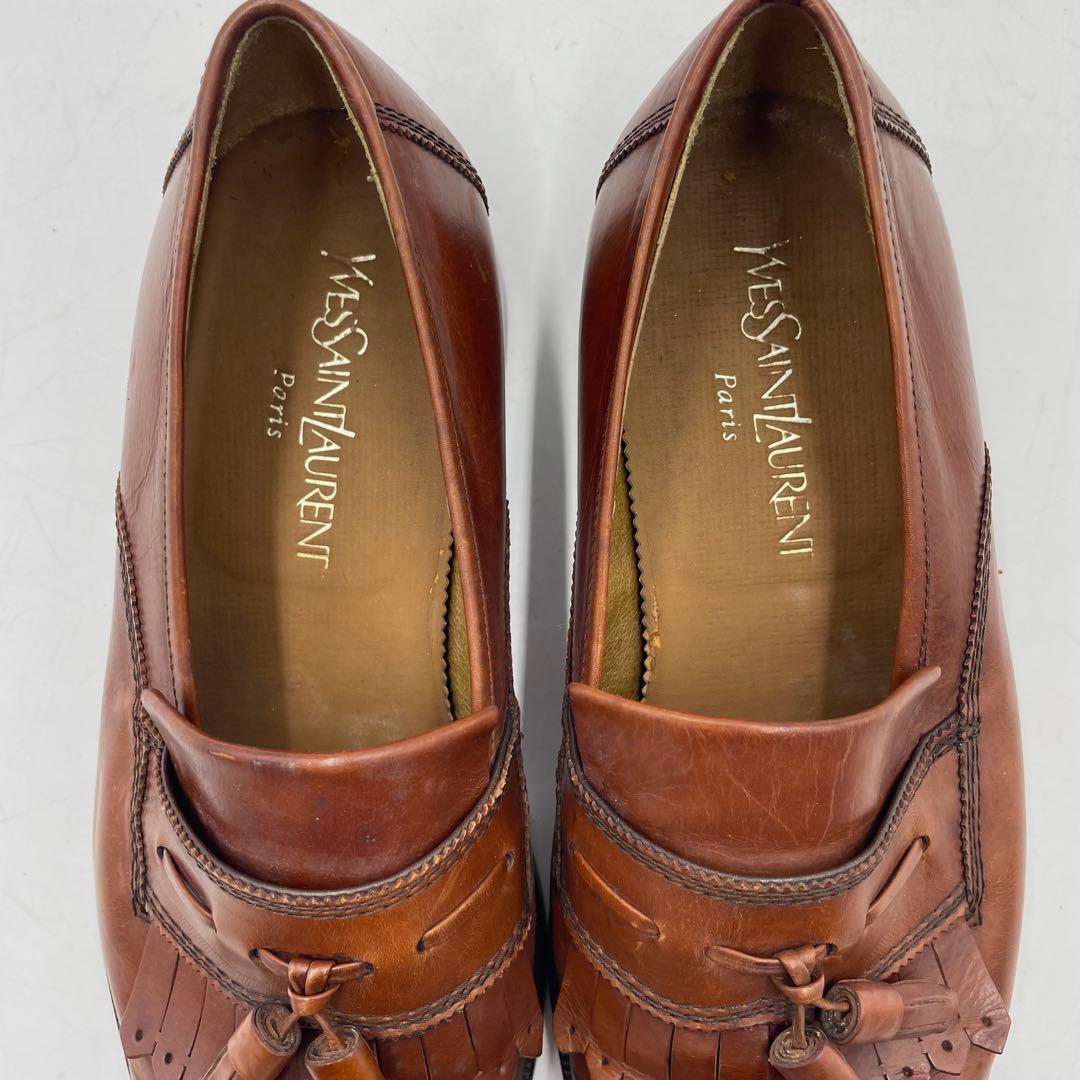 美品】イヴ サンローラン タッセル ローファー モカシン ブラウン 25.5