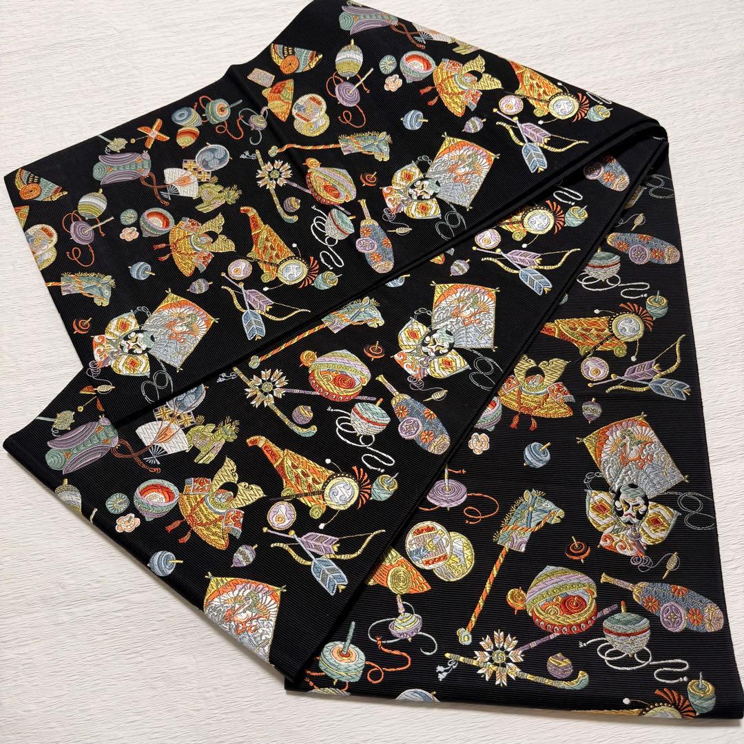 m-62 西陣 山下織物 遠野物語 袋帯 唐織 正絹 黒地 美品 - メルカリ