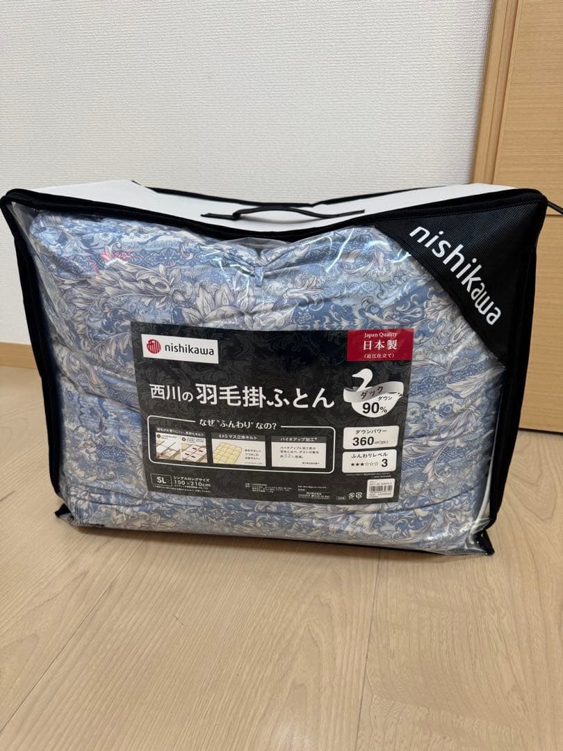 【新品】　西川の羽毛掛け布団　シングル 西川（nishikawa） 羽毛布団 掛け布団 シングル ロング シルバーダック