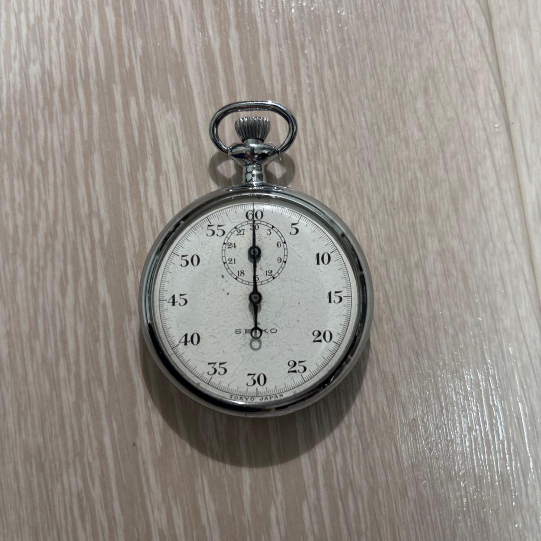 稼働品】SEIKOセイコーストップウォッチ手巻き式ワンプッシュ30分計