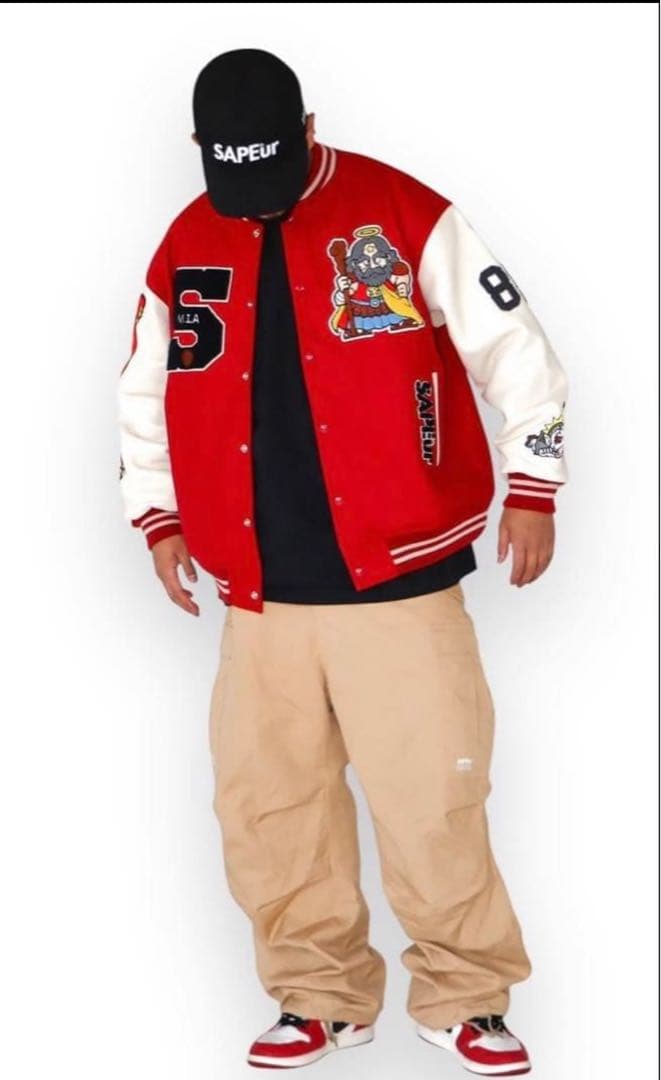 ホ*ト様 XXL SAPEur サプール ビックリマンバーシティジャケット 赤