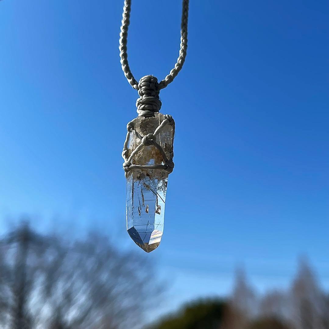 ヒマラヤ水晶 ガネッシュヒマール ＊ マクラメペンダント ネックレス
