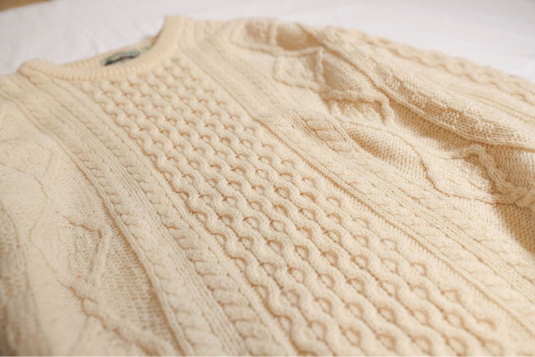 アイルランド製 アランクラフト ウールニット フィッシャーマン XL