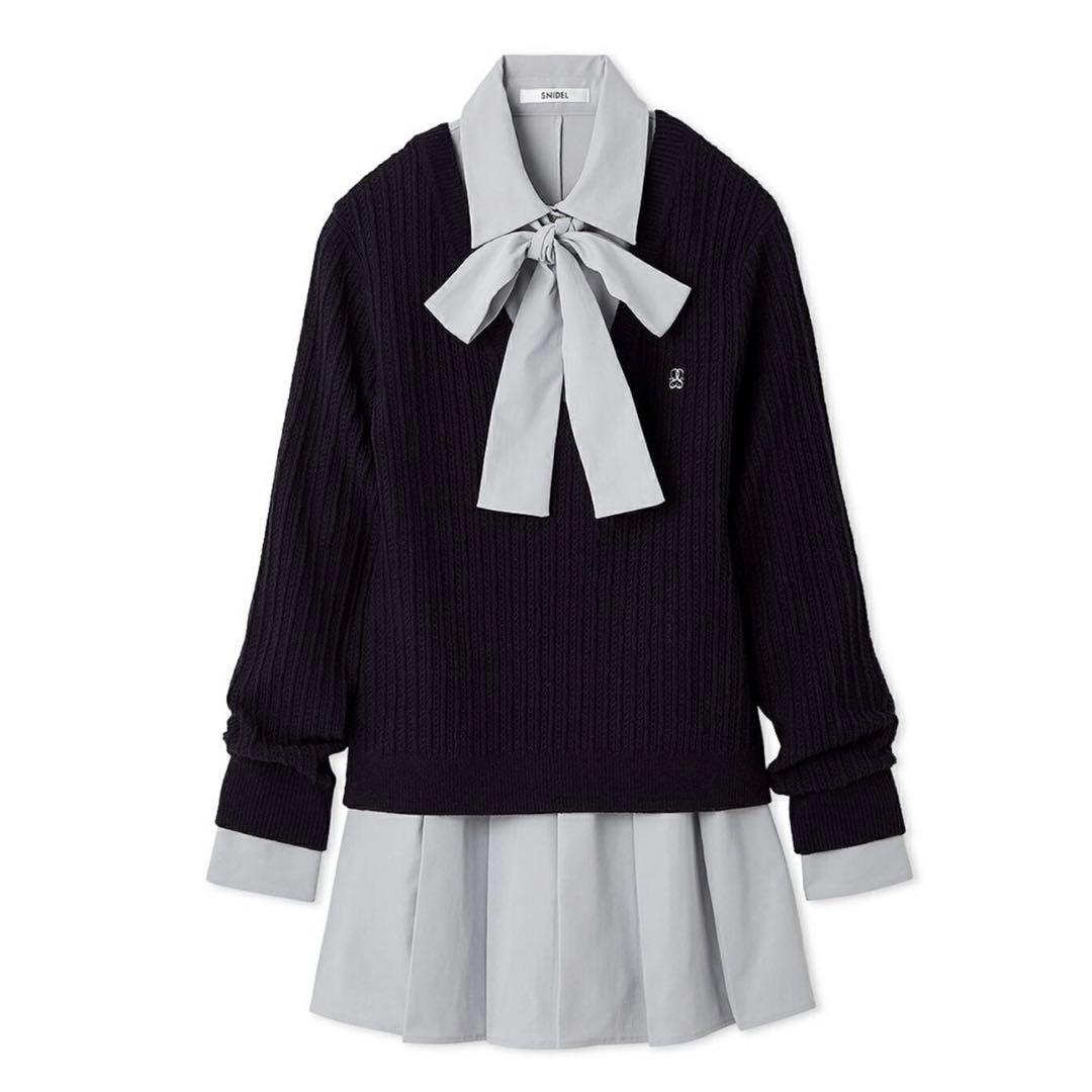【新品】スナイデル ニットシャツワンピース ネイビー サイズ0 SNIDEL SNIDEL（スナイデル） ニットワンピース 0 ネイビー レディース