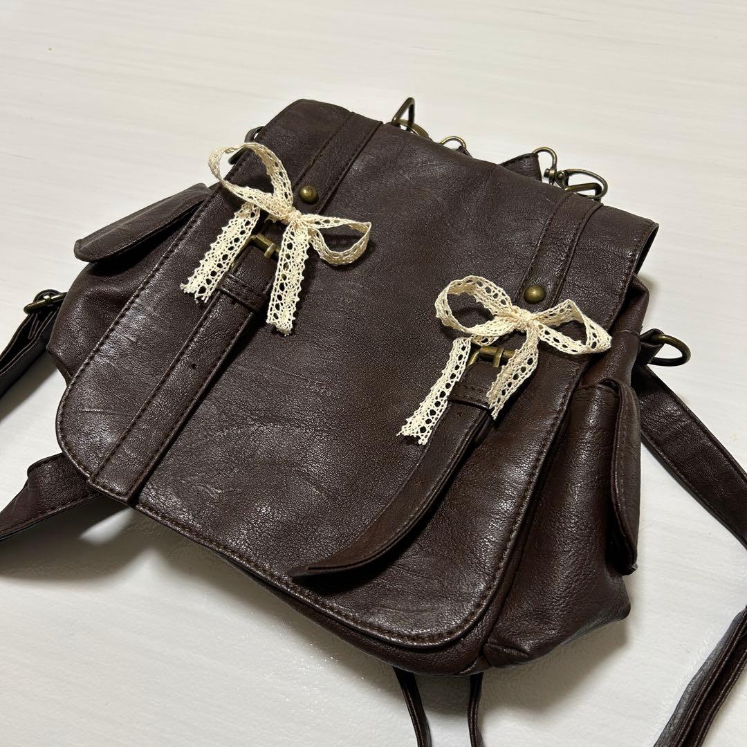 森ガール ショルダーバッグ リュック レザー フェアリーグランジ y2k