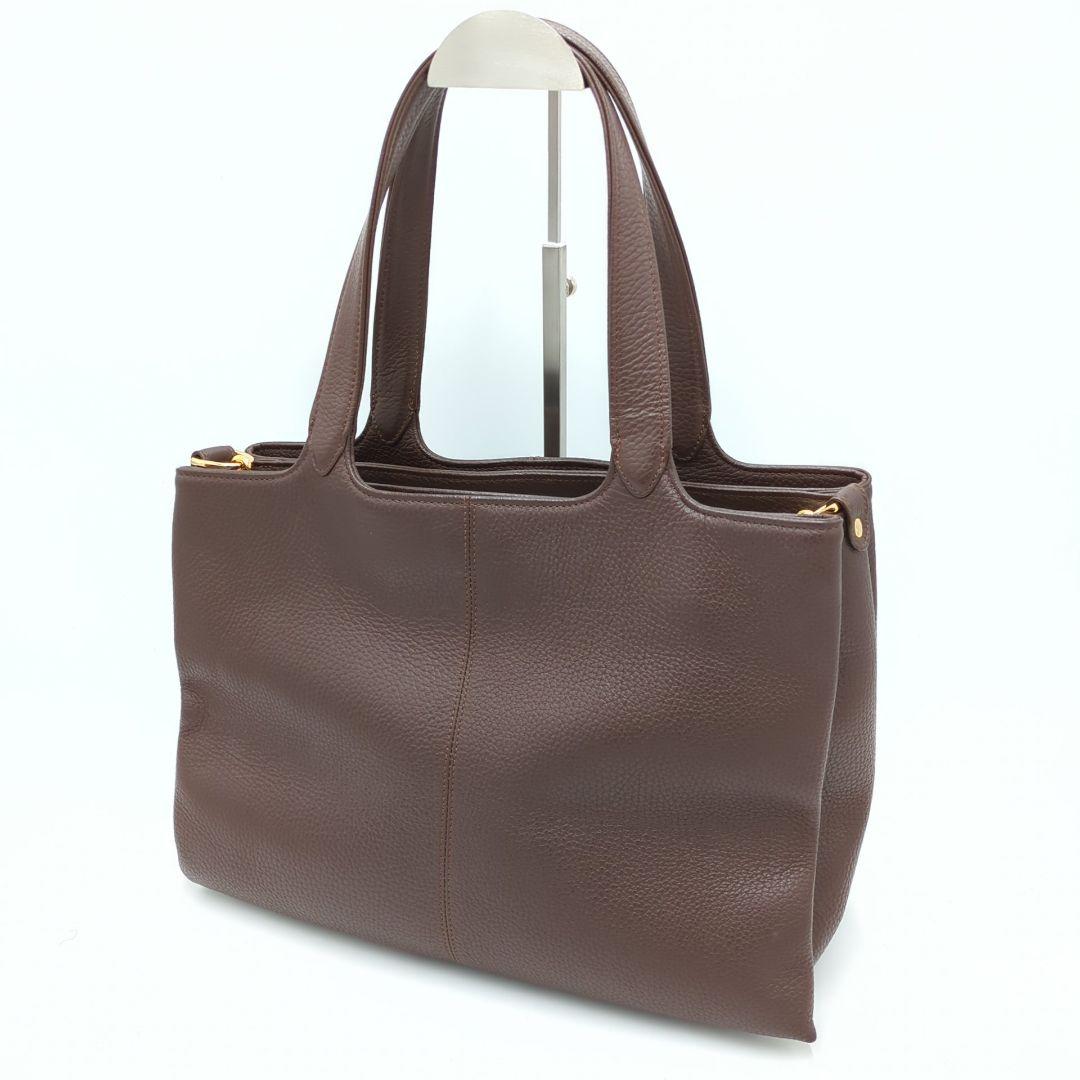 極美品 ATAO アタオ 2wayショルダーバッグ A4サイズ シボ ブラウン