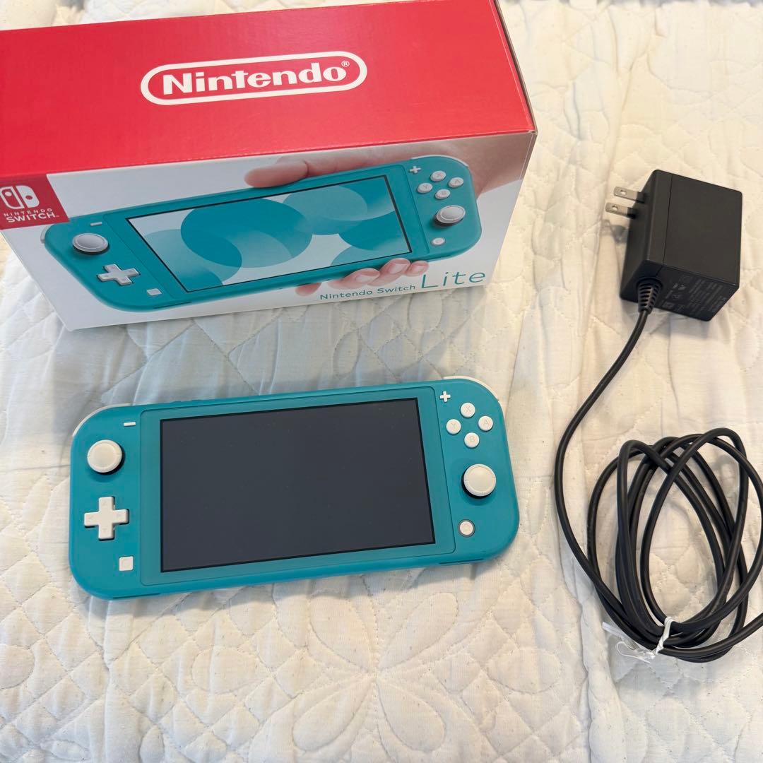 Switch Lite スイッチライト ターコイズ 箱・充電器ACアダプター付き 完動品・欠品無し】Nintendo Switch Lite ターコイズ 充電器付 箱付