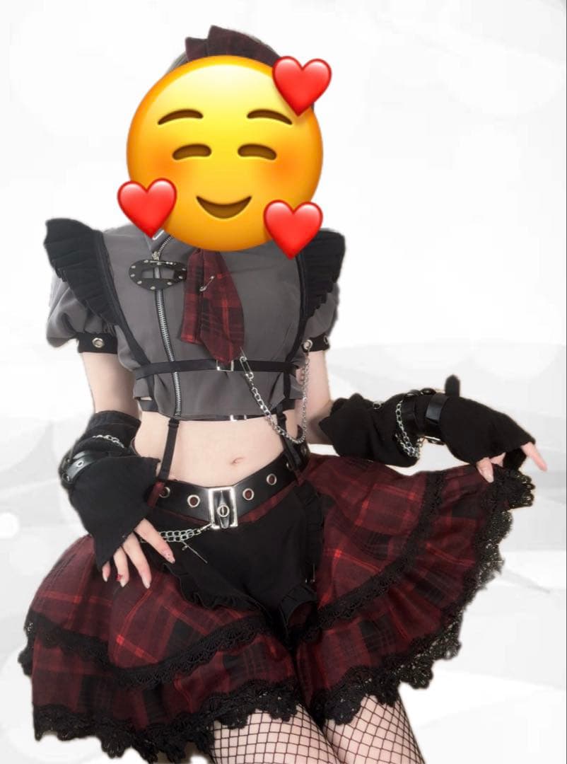 ガーリーチェックパンククラッシュメイド 赤 テオドールコラボ マリー