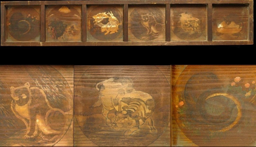 江戸時代 無銘 作者不明 彩色絵馬 干支図 蛇 虎 板絵 奉納 江戸時代 無銘 作者不明 彩色絵馬 干支図 蛇 虎 板絵 奉納 江戸時代