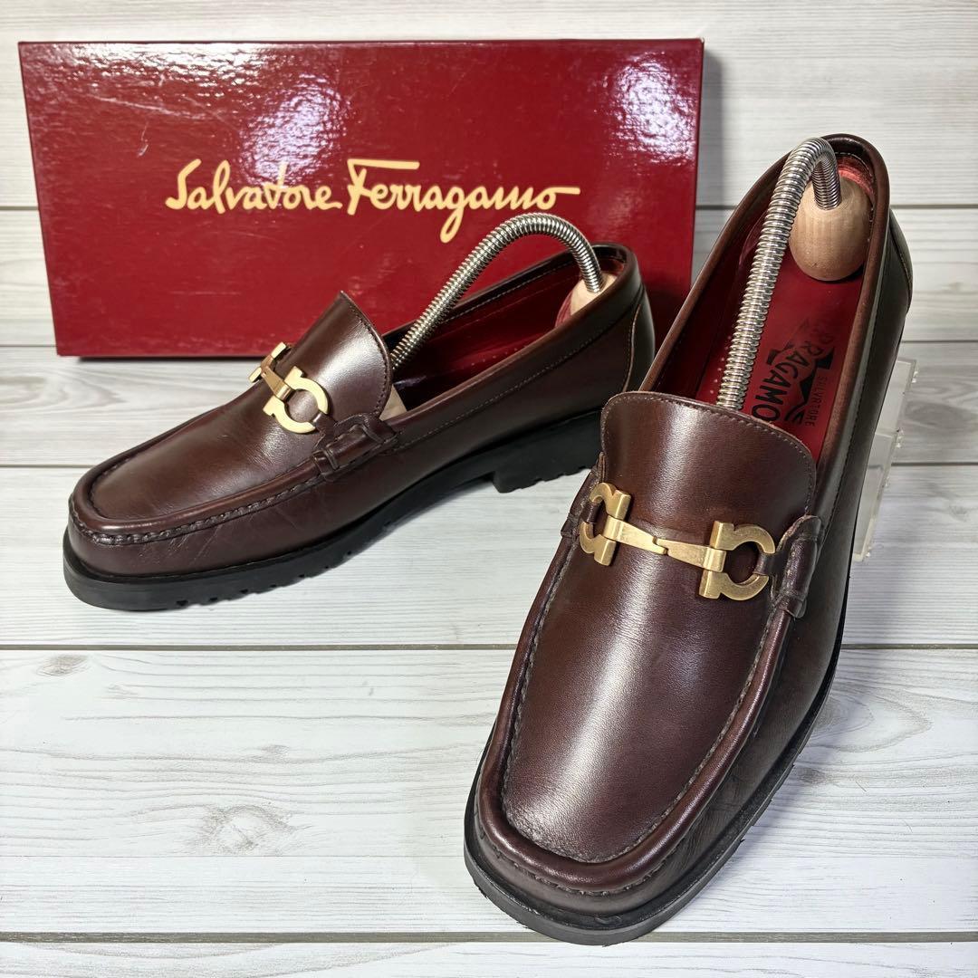 136【美品】サルヴァトーレ フェラガモ ビットローファー レザー 本革 7 Salvatore Ferragamo (サルヴァトーレフェラガモ) ガンチーニ モカシン