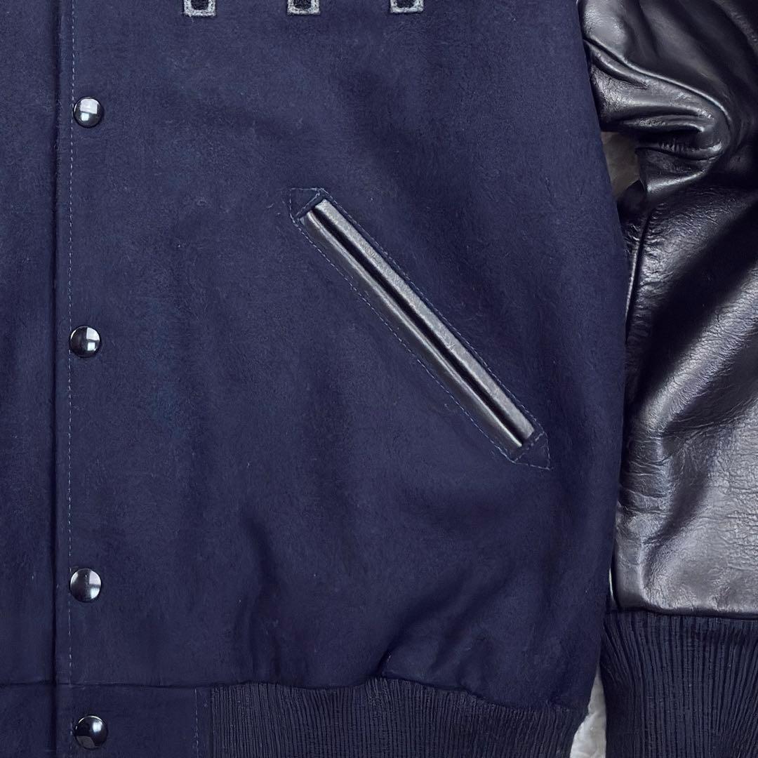 美品 スクーカム ビームス別注 袖レザー ウールメルトン スタジャン L