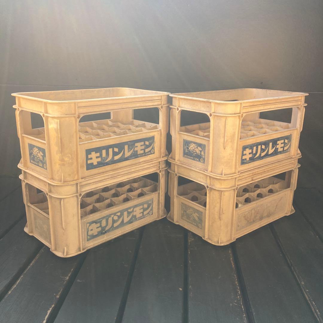 キリンビール キリンレモン 4個 ビールケース 瓶ケース コンテナ 昭和