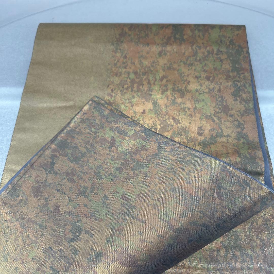本金箔 金泥箔】シルク製 六通柄袋帯 金色と茶色のグラデーション0105