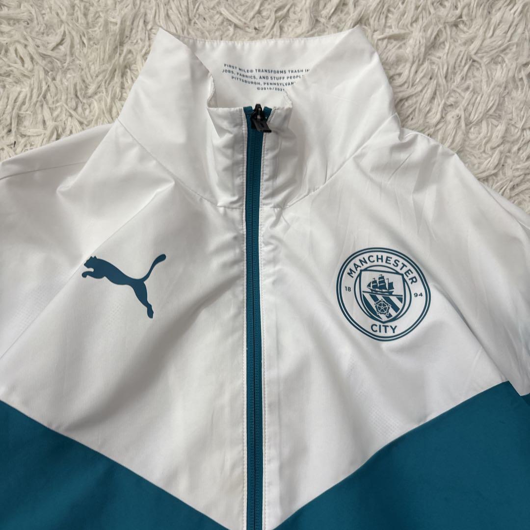 PUMA プーマ マンチェスターシティ ナイロンジャケット L 白 緑 - メルカリ