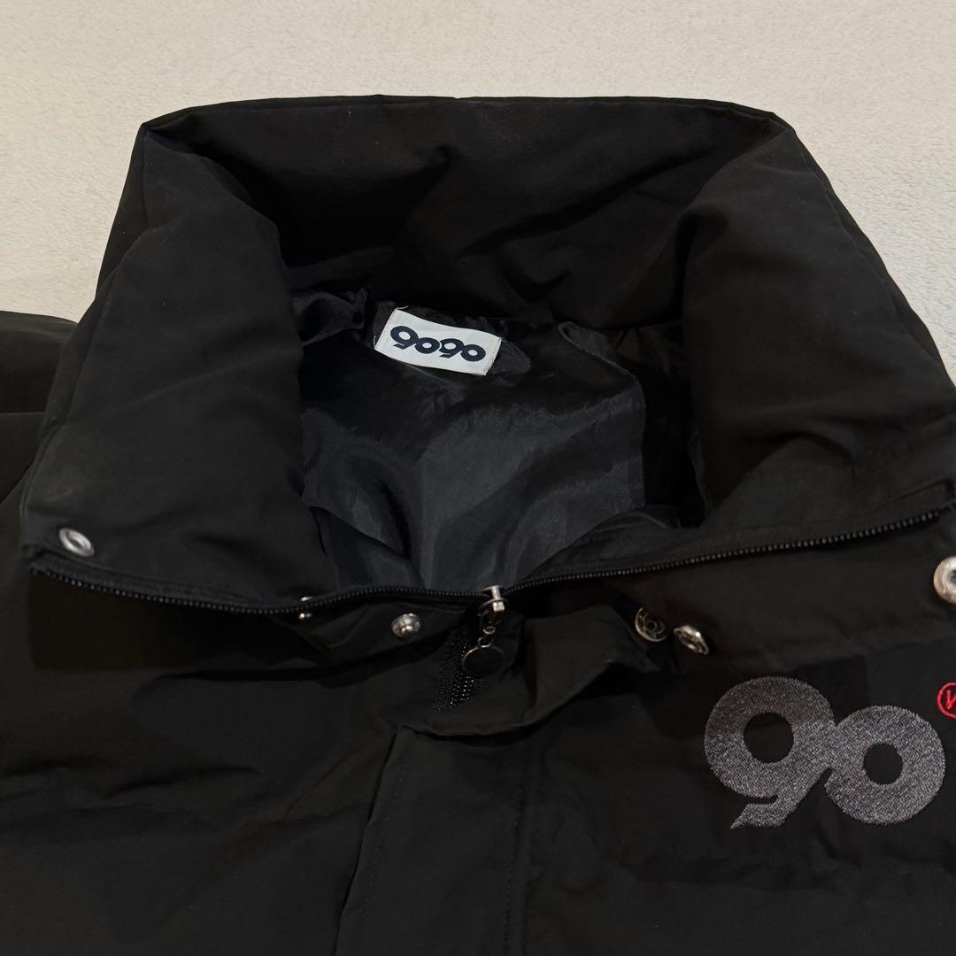 9090 ダウンジャケット ユニセックス ドローコード ブラック 短丈 刺繍