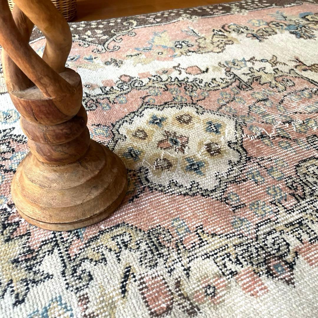 118×207 フローラルメダリオン スモーキーピンク トルコヴィンテージ