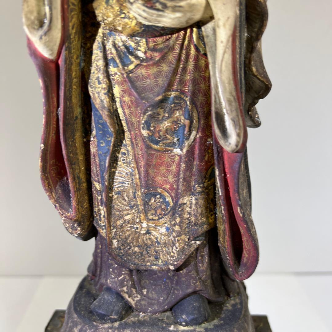 専用桃山~江戸初期木彫鬼子母神玉眼仏像高さ約49㎝ 東Y8-0203☆2F