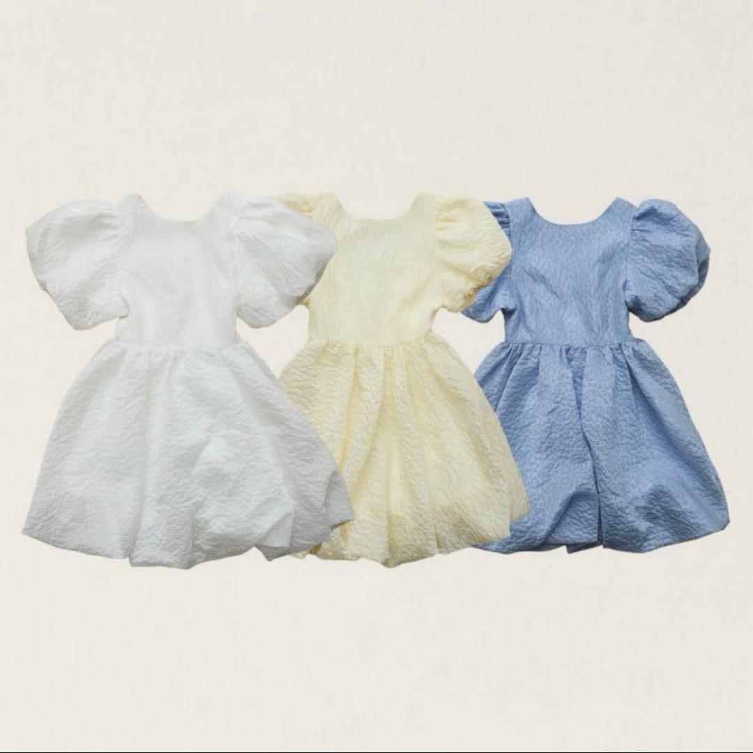 トリートユアセルフ バルーンフラワージャガードワンピース ホワイト