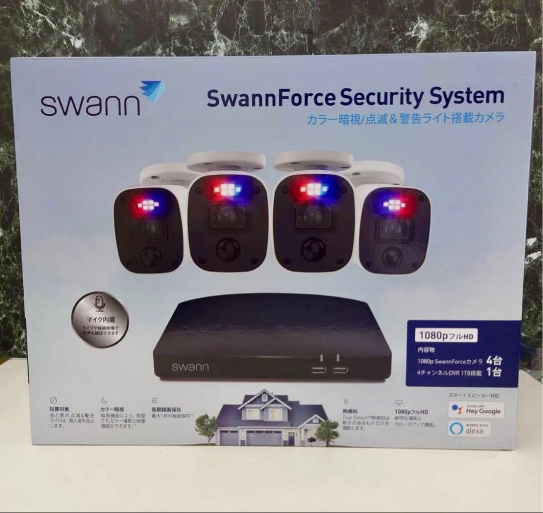 Swann 4CH DVRシステム 1TB 防犯カメラ SWDVK-446804 DVRセキュリティシステム フルHDカメラ4台セット SWDVK-446804MQB