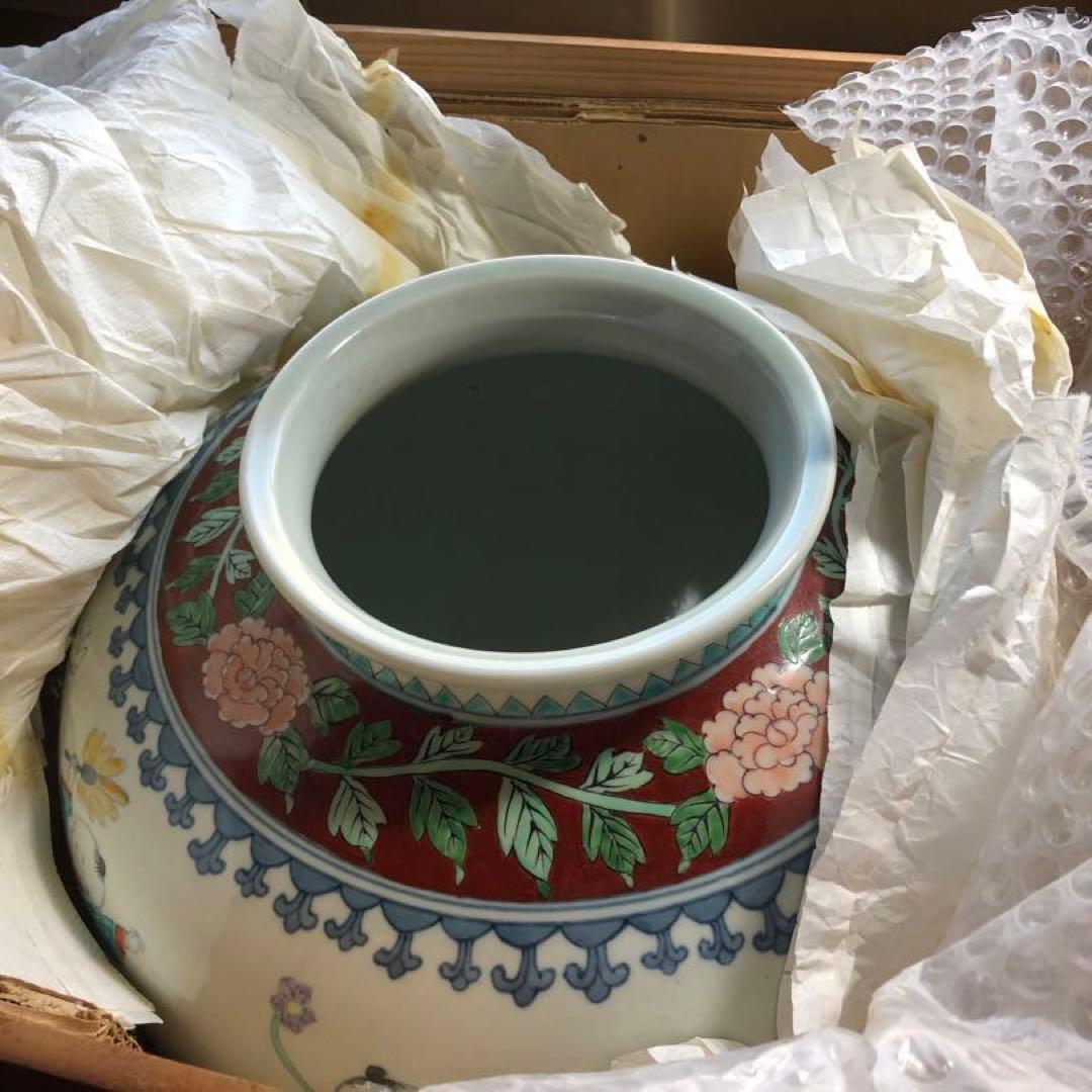 五代佐藤走波染錦唐子遊図つぼ 心和む優しい色使い 高さ約36.5cm約7.2