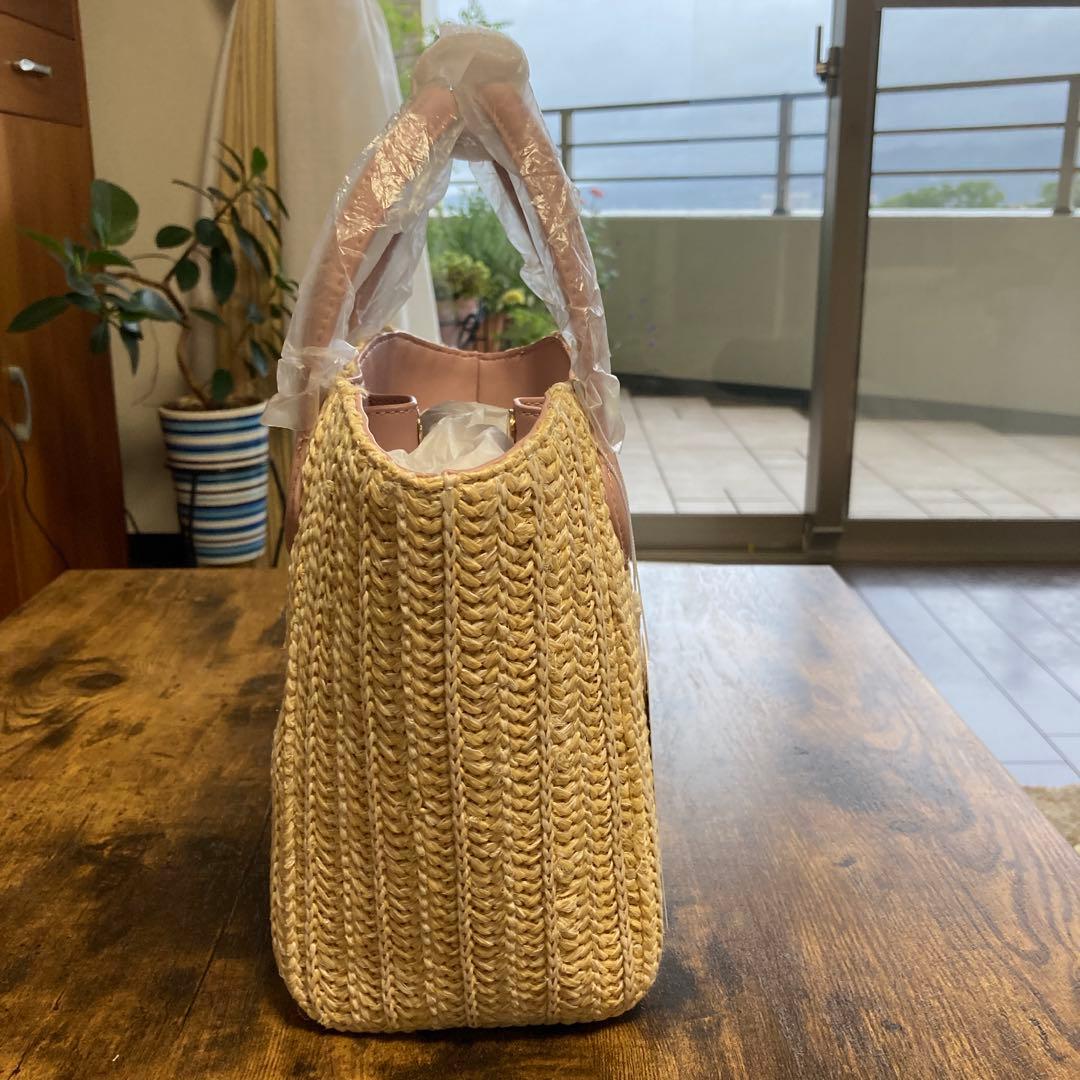 サマンサタバサ ピンクベージュビッグリボンカゴバッグ 新品未使用 お