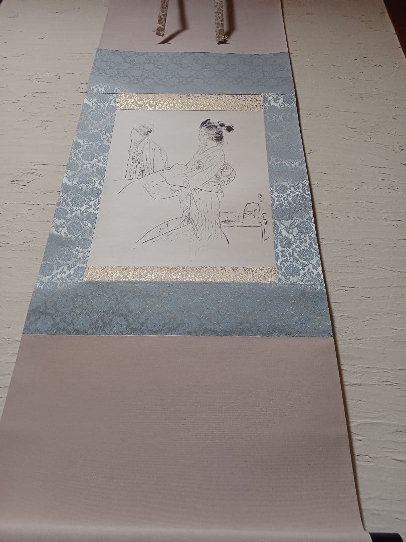 江戸屋の原画 掛軸 1175x420mm E449 煙草夏風の女 伝 鏑木清方