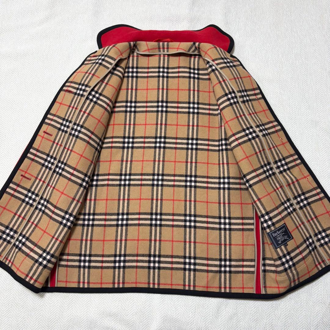 専用 BURBERRY バーバリー カシミヤ ウール ノバチェック コート 赤