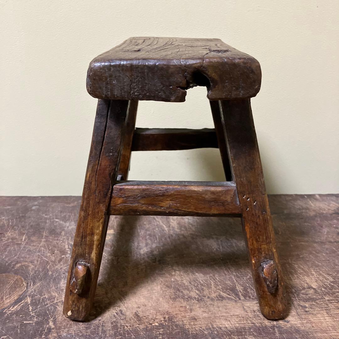 朝鮮李朝中国木製小さな踏み台肘掛花台スツール古民具骨董