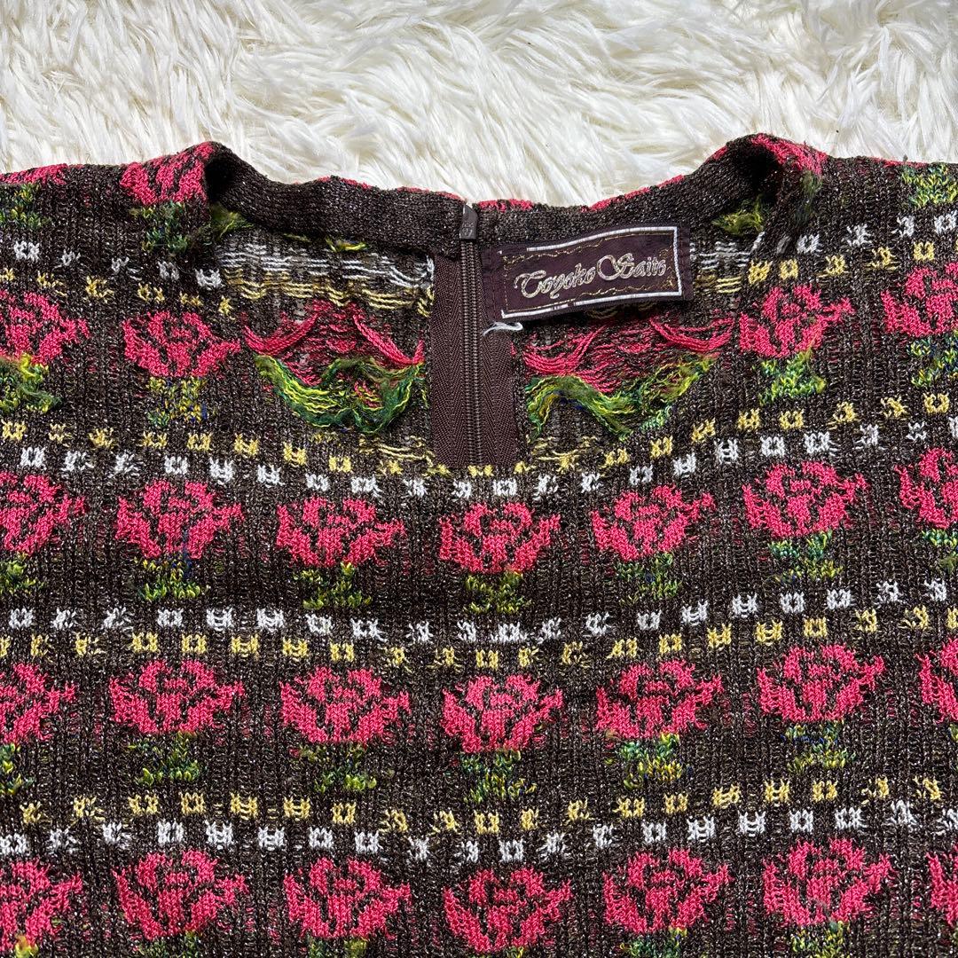 ◾︎サイトウトヨコ 斎藤都世子 ニットワンピース 花柄 - メルカリ