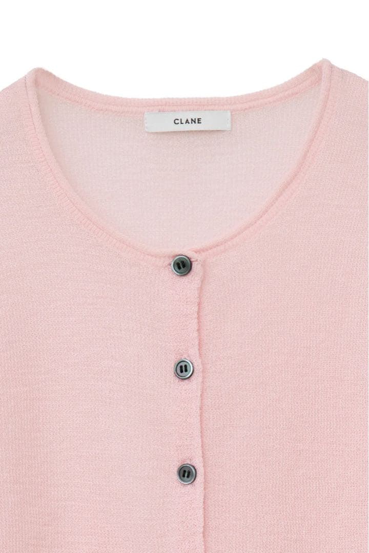 クラネ SHEER ROLLED EDGE KNIT CARDIGAN ピンク - メルカリ