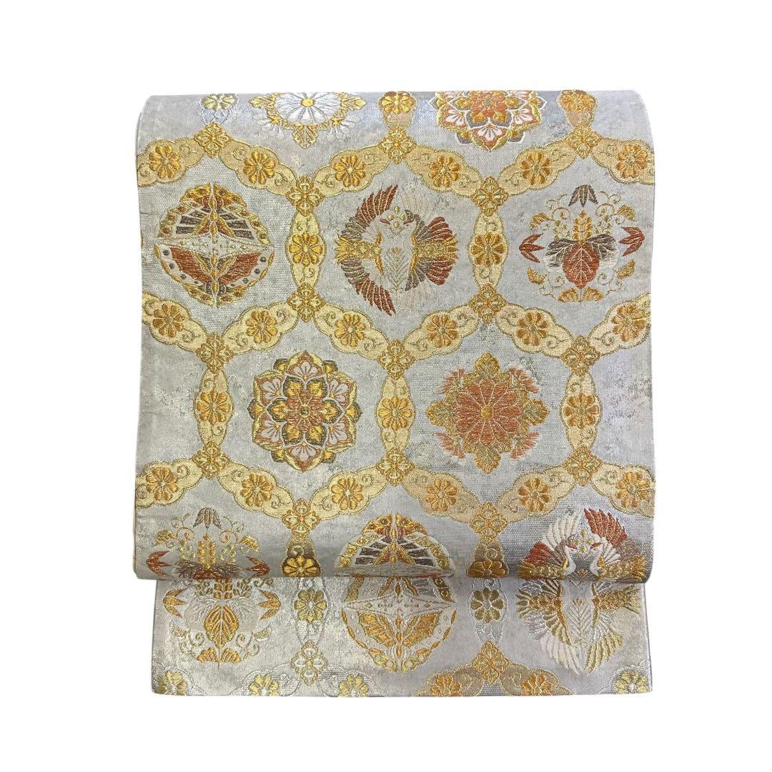 新品 正絹 袋帯 六通 七宝招宴文 金銀糸 仕立て上がり 4704 - メルカリ