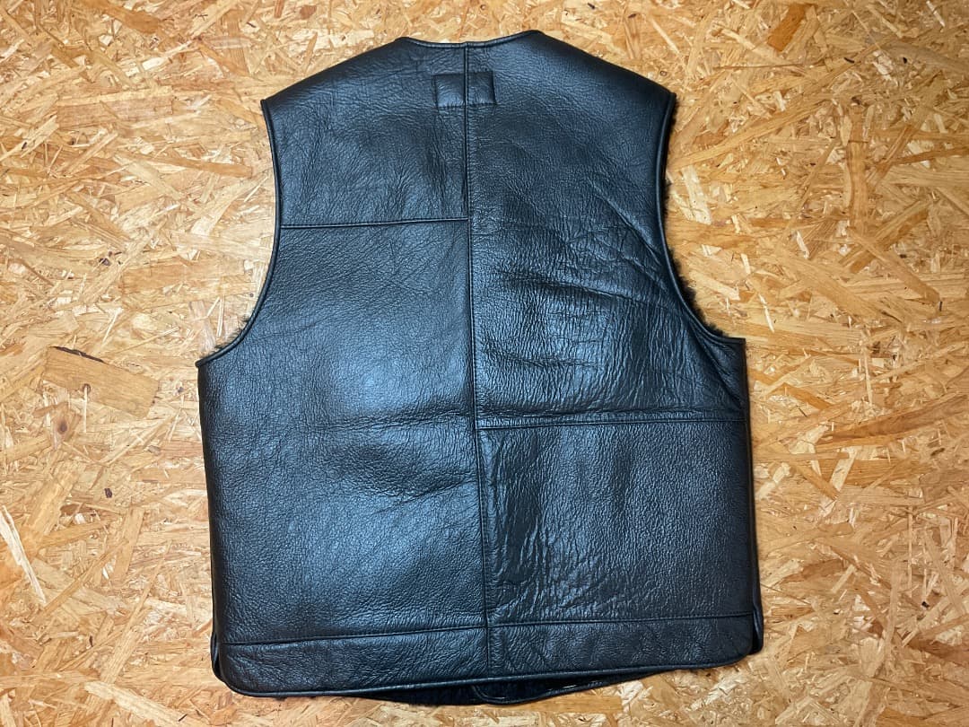 ポールスミス 90s イングランド製 ムートン レザーベスト ジレ 黒 M