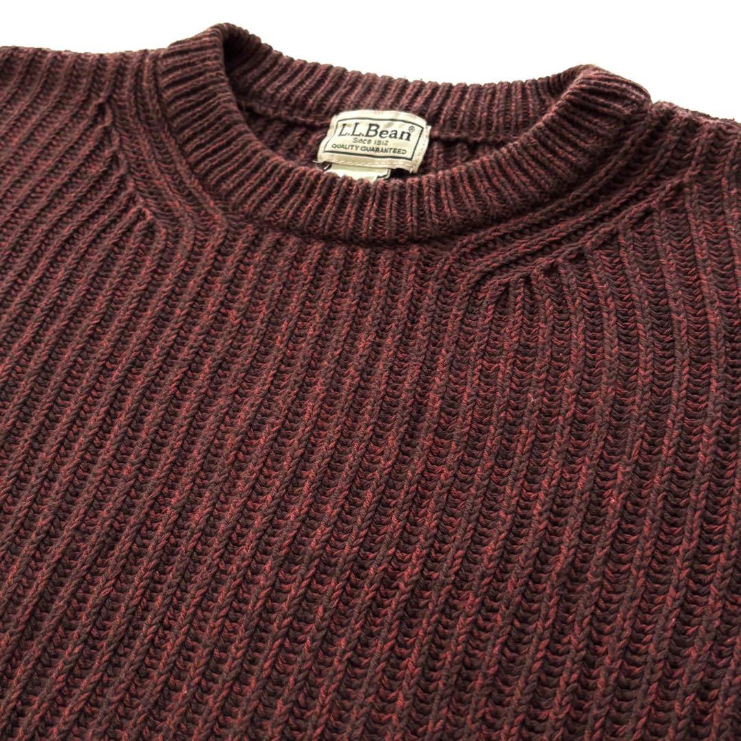 渋いカラー エルエルビーン 肉厚 コットンニット リブニット メランジ