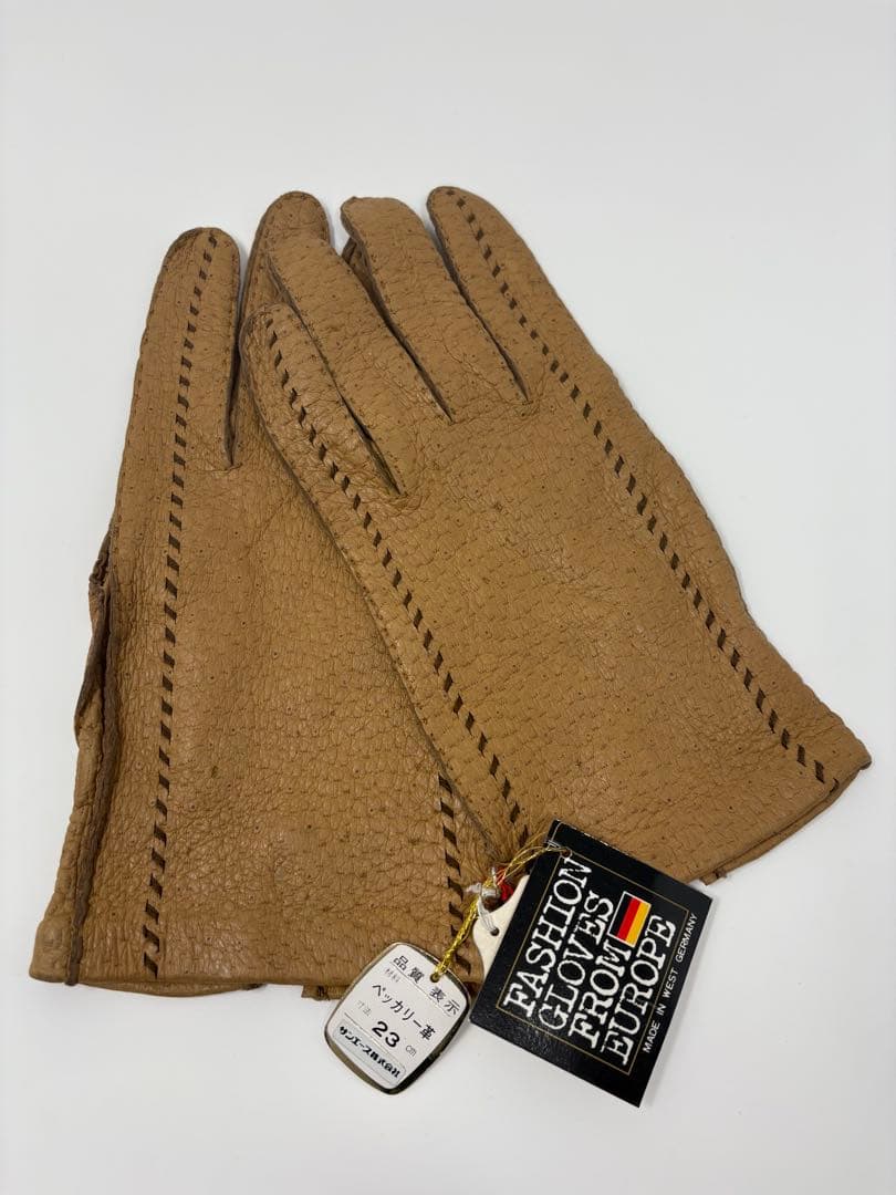 【新品未使用】西ドイツ製 ペッカリー革 手袋 ベージュ レザー タグ付き ペッカリー グローブ（S） – イビサ オンラインショップ