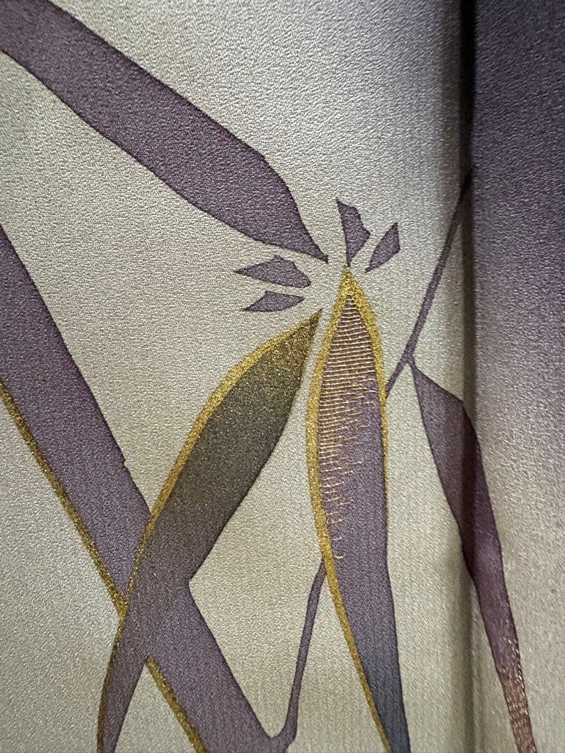 新品未使用★しつけ付き　竹　付け下げ　トールサイズ　紫　黒　金　正絹