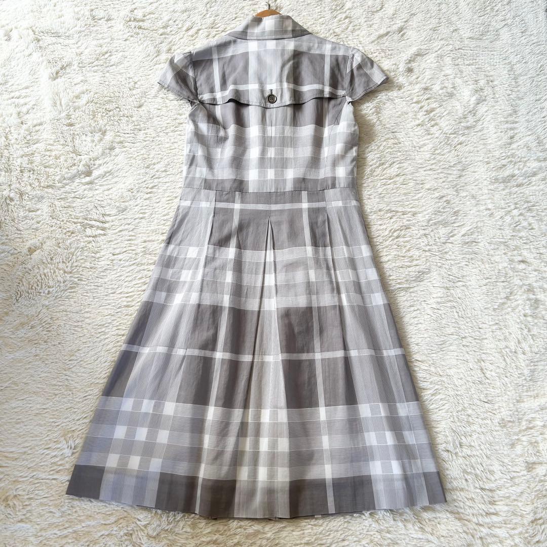 バーバリーロンドン シャツワンピース チェック柄 銀ボタン コットン