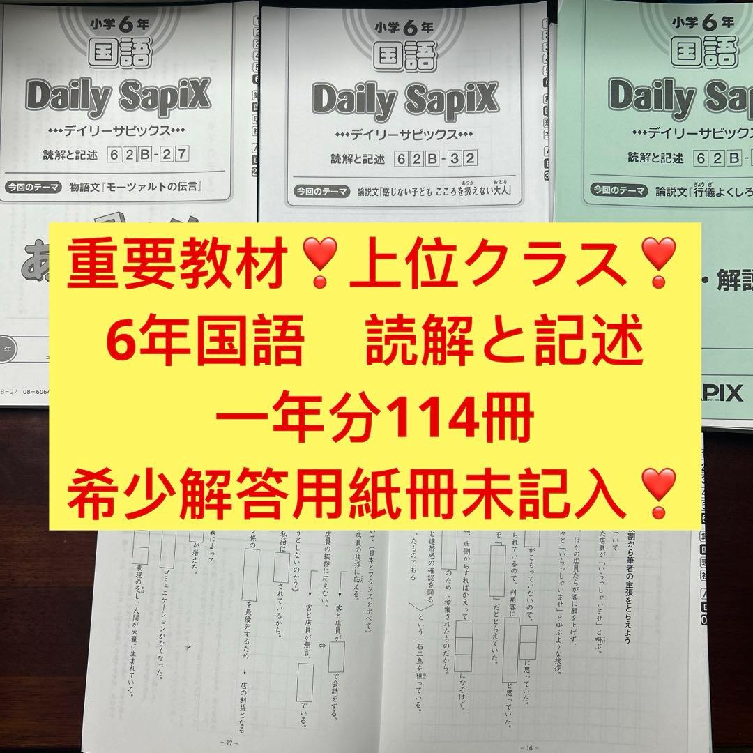 ㉓ A SAPIX サピックス　6年　国語　読解と記述　ディリーサピックス サピックス 6年 国語 SAPIX テキスト - メルカリ
