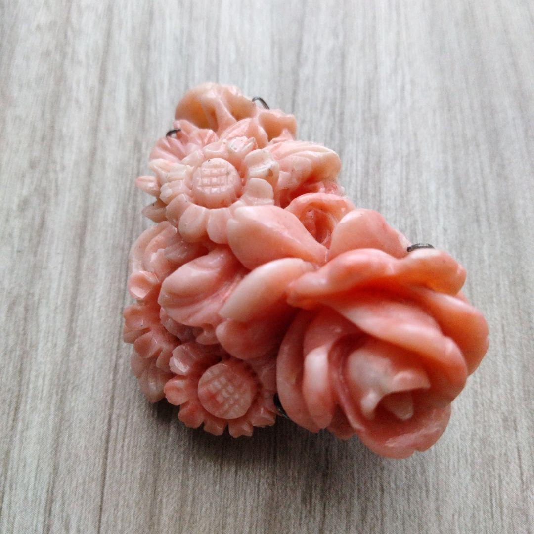 デザイン 珊瑚 ブローチ 31.9g