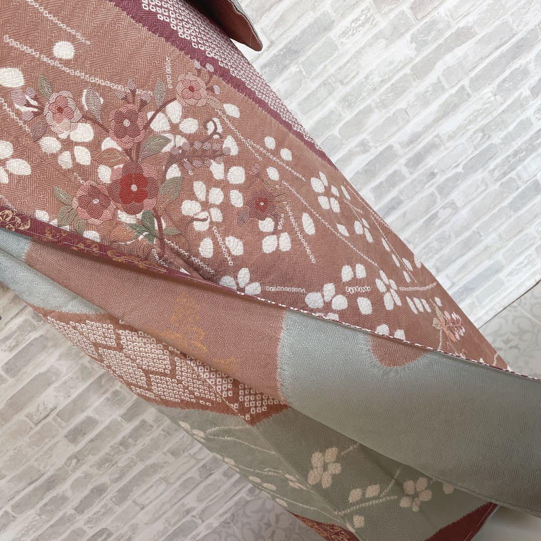訪問着 フルセット 桜 相良刺繍 絞り 亀甲紋様 入学式 卒業式 着物 Q5