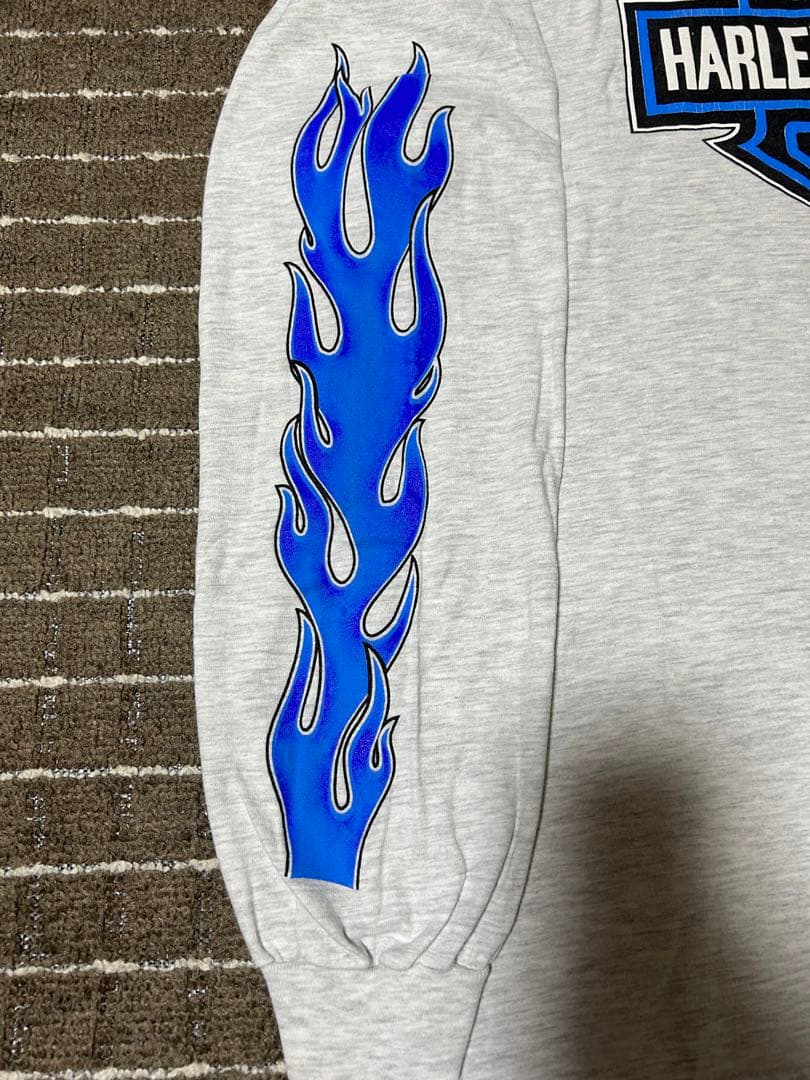 激レア XL 90s harley davidson ブルーフレイム ロンT - メルカリ
