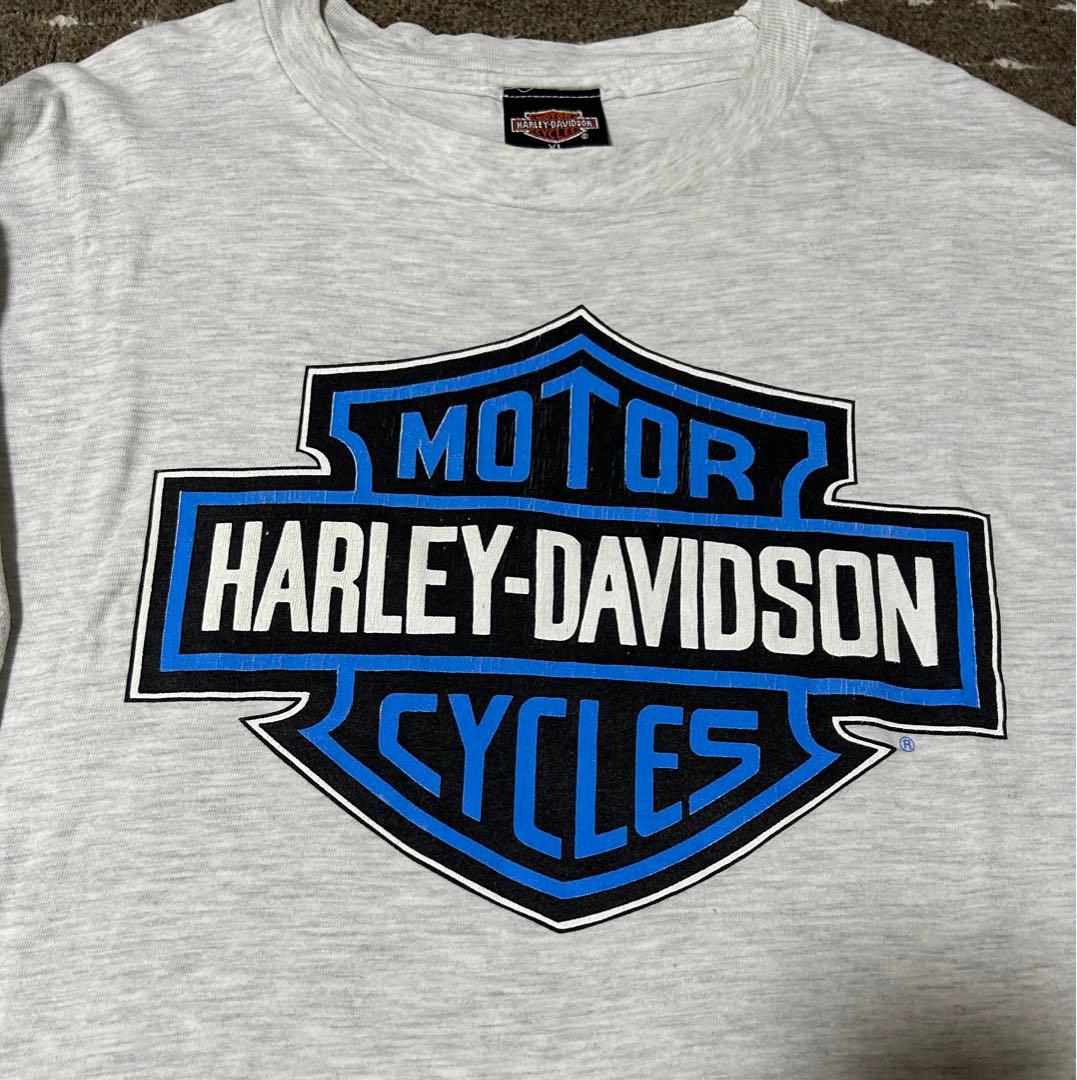 激レア XL 90s harley davidson ブルーフレイム ロンT - メルカリ