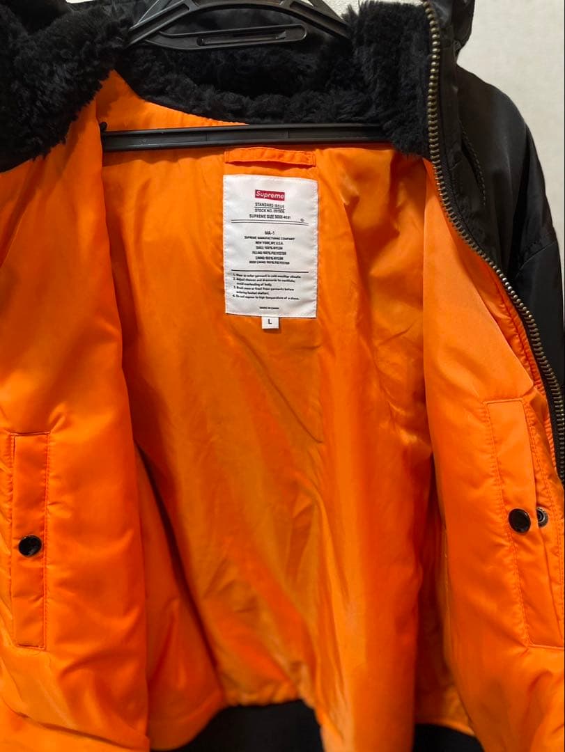 Supreme Hooded MA-1 \"Black\" SIZE:L バッチ付