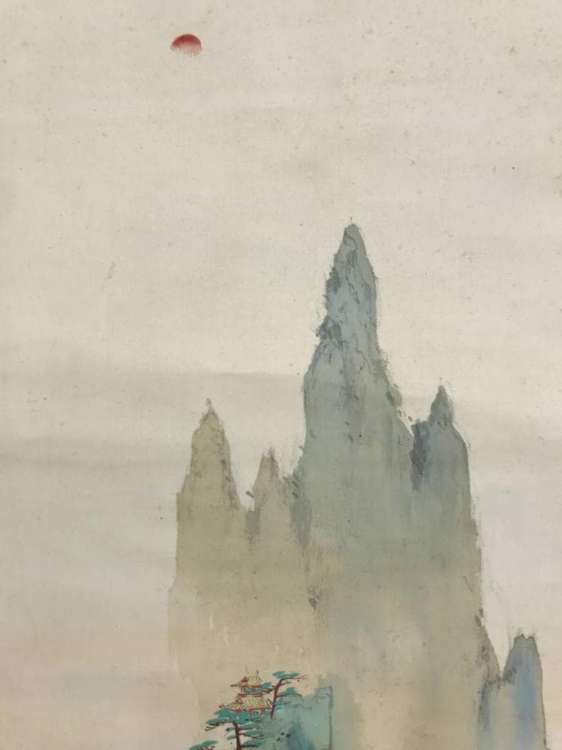 作者不詳/蓬莱山図/山水図/祝事山水図/掛軸/名家伝来/AD-124