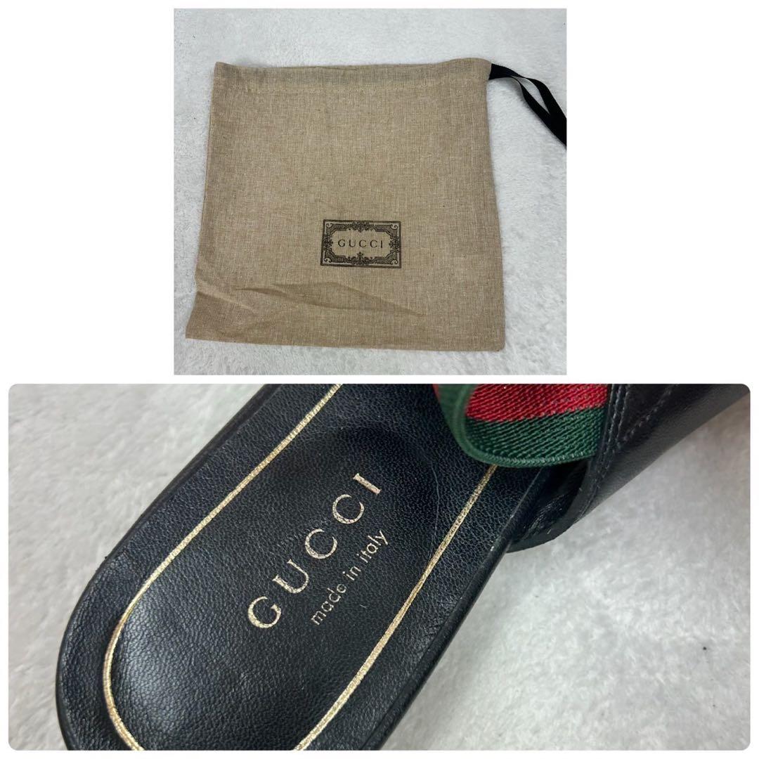 H357 24.0cm グッチ イタリア製 ミュール ブラック レディース