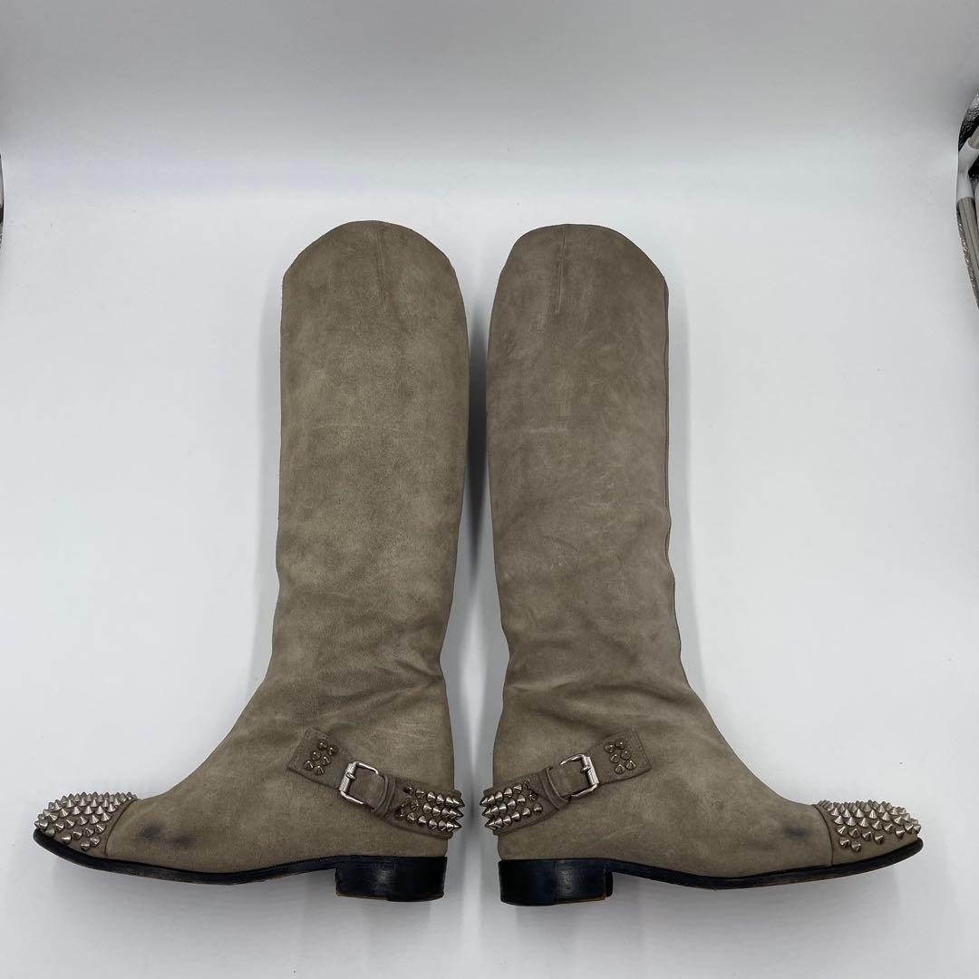 クリスチャンルブタン　スウェード　スパイク　ロングブーツ　24.5cm