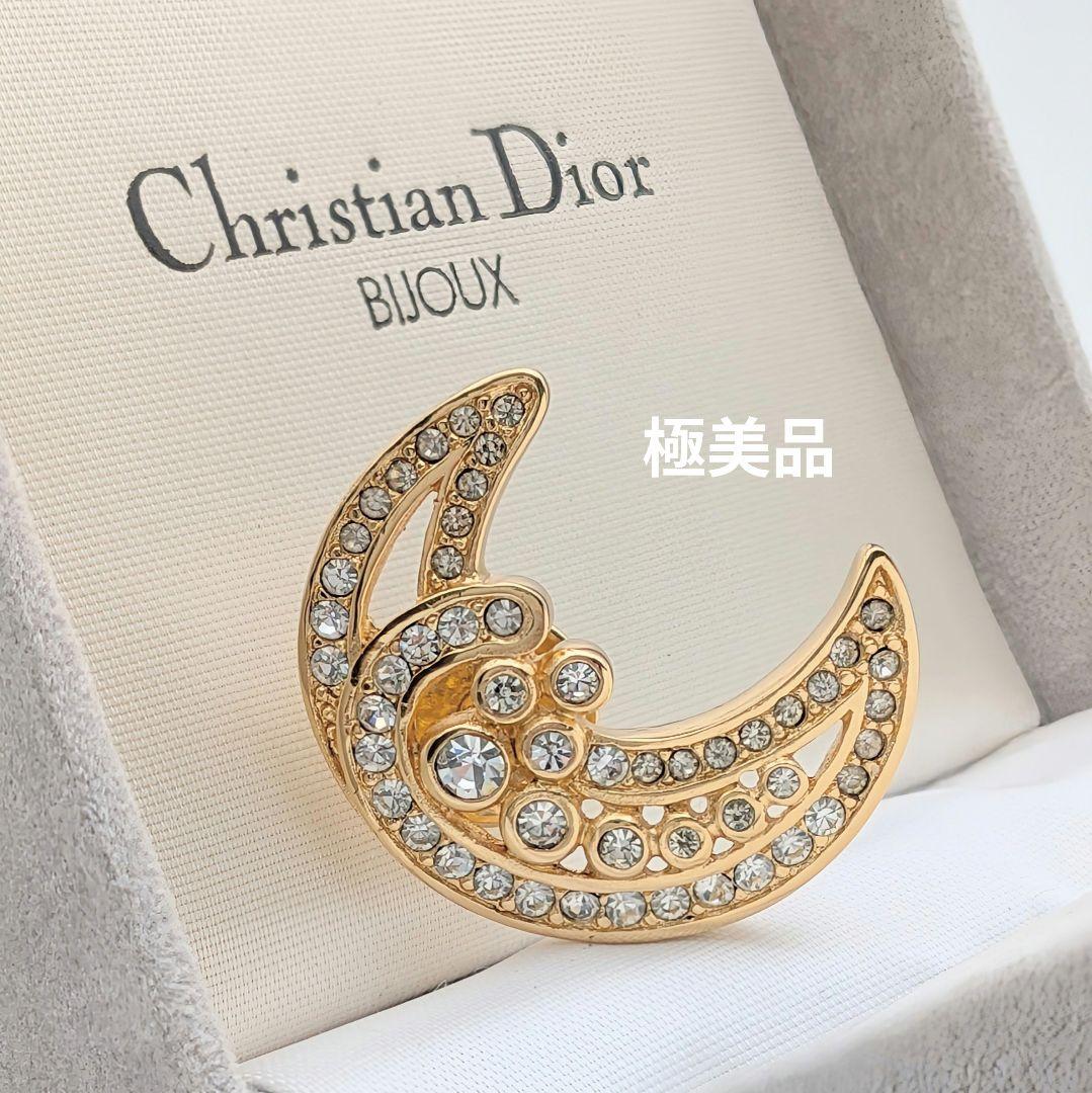美品 Christian Dior ディオール ヴィンテージ ムーン ブローチ クリスチャンディオール Christian Dior ムーン ブローチ ゴールド