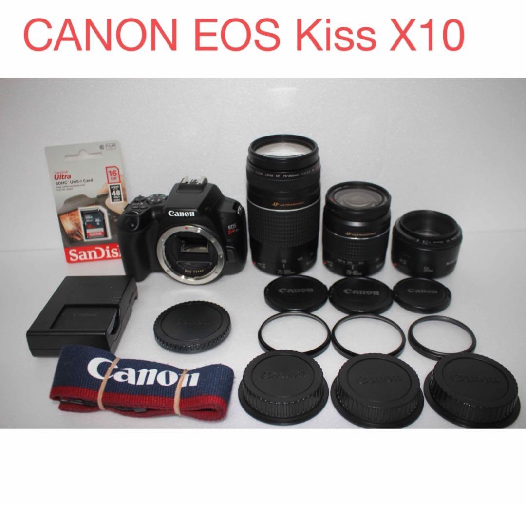 Wi-Fi/動画/Canon kiss X10標準&望遠&単焦点レンズセット キヤノン（Canon） Canon EOS Kiss X10 ダブルズームキット カメラ