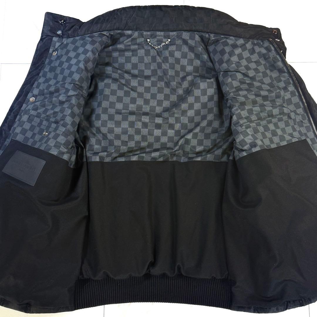 極美品/XL】ルイヴィトン ダミエ柄 ダウンジャケット カウレザー